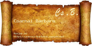 Csarnai Barbara névjegykártya